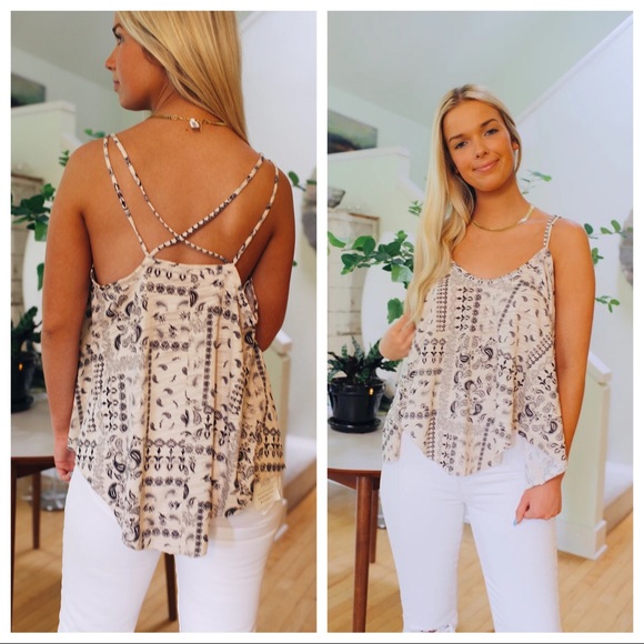 FREE PEOPLE BOHO TANK TOP FLOWY SLEEVELESS CAMI TEE BOHEMIAN FESTIVAL PRINT A2C - Picture 11 of 16